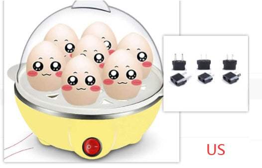 Intelligent multifunctional egg cooker with automatic power-off feature, six-egg capacity, and compact design.