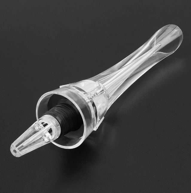 Wine aerator made of acrylic with compact design for enhancing wine flavors.