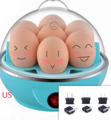Multifunctional egg cooker with six-egg capacity and automatic power-off feature.