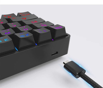 Wireless Bluetooth mechanical keyboard with charging cable.