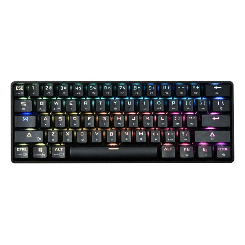 Wireless Bluetooth mechanical keyboard with RGB backlight and compact design.