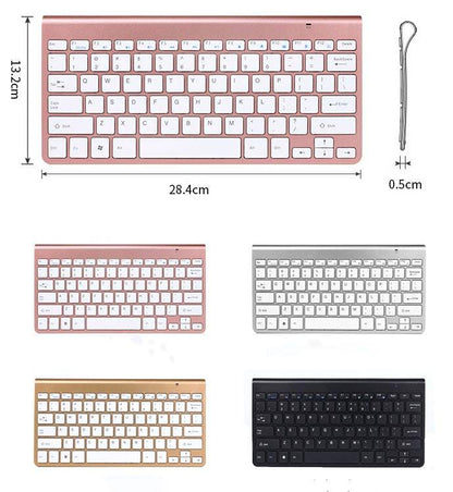 2.4G wireless keyboard mouse combo set in various colors with USB interface and multimedia functions.