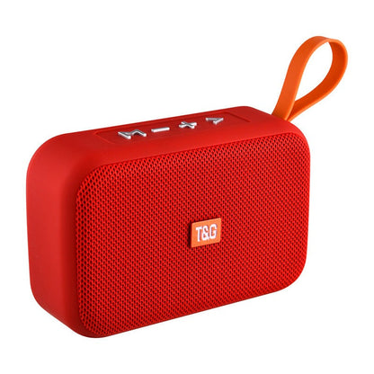 Red portable Bluetooth speaker with call function and USB interface.