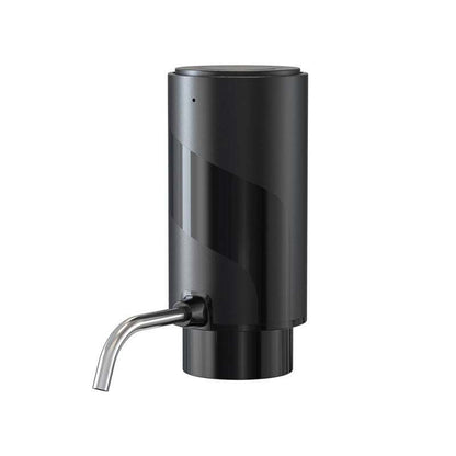 Electric wine aerator and decanter pump dispenser in sleek black design, enhances wine flavors and aromas with one-touch operation.